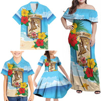 Personalized Collectivity of Saint Martin Family Matching Off Shoulder Maxi Dress and Hawaiian Shirt Hibiscus Flowers Tropical Beach - Wonder Print Shop
