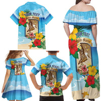 Personalized Collectivity of Saint Martin Family Matching Off Shoulder Maxi Dress and Hawaiian Shirt Hibiscus Flowers Tropical Beach - Wonder Print Shop