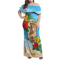 Personalized Collectivity of Saint Martin Family Matching Off Shoulder Maxi Dress and Hawaiian Shirt Hibiscus Flowers Tropical Beach - Wonder Print Shop