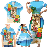 Personalized Collectivity of Saint Martin Family Matching Short Sleeve Bodycon Dress and Hawaiian Shirt Hibiscus Flowers Tropical Beach - Wonder Print Shop