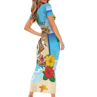 Personalized Collectivity of Saint Martin Family Matching Short Sleeve Bodycon Dress and Hawaiian Shirt Hibiscus Flowers Tropical Beach - Wonder Print Shop