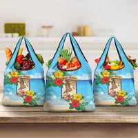 Collectivity of Saint Martin Grocery Bag Hibiscus Flowers Tropical Beach - Wonder Print Shop