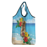 Collectivity of Saint Martin Grocery Bag Hibiscus Flowers Tropical Beach - Wonder Print Shop