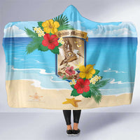 Collectivity of Saint Martin Hooded Blanket Hibiscus Flowers Tropical Beach - Wonder Print Shop