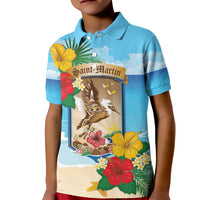 Personalized Collectivity of Saint Martin Kid Polo Shirt Hibiscus Flowers Tropical Beach - Wonder Print Shop