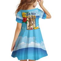 Personalized Collectivity of Saint Martin Kid Short Sleeve Dress Hibiscus Flowers Tropical Beach - Wonder Print Shop