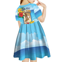 Personalized Collectivity of Saint Martin Kid Short Sleeve Dress Hibiscus Flowers Tropical Beach - Wonder Print Shop