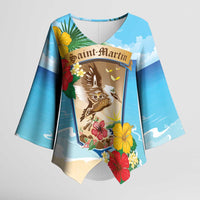 Personalized Collectivity of Saint Martin Kimono Sleeve Blouse Hibiscus Flowers Tropical Beach - undefined