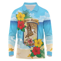 Personalized Collectivity of Saint Martin Long Sleeve Polo Shirt Hibiscus Flowers Tropical Beach - Wonder Print Shop