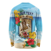 Personalized Collectivity of Saint Martin Long Sleeve Shirt Hibiscus Flowers Tropical Beach - Wonder Print Shop