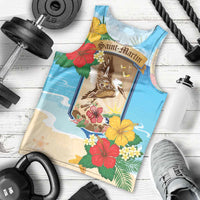 Personalized Collectivity of Saint Martin Men Tank Top Hibiscus Flowers Tropical Beach - Wonder Print Shop