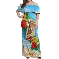 Personalized Collectivity of Saint Martin Off Shoulder Maxi Dress Hibiscus Flowers Tropical Beach - Wonder Print Shop