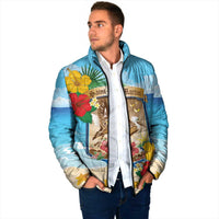 Personalized Collectivity of Saint Martin Padded Jacket Hibiscus Flowers Tropical Beach - Wonder Print Shop