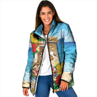 Personalized Collectivity of Saint Martin Padded Jacket Hibiscus Flowers Tropical Beach - Wonder Print Shop