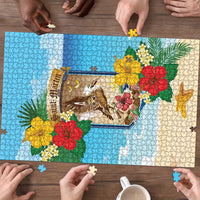 Collectivity of Saint Martin Puzzle Hibiscus Flowers Tropical Beach - Wonder Print Shop