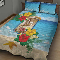 Collectivity of Saint Martin Quilt Bed Set Hibiscus Flowers Tropical Beach - Wonder Print Shop