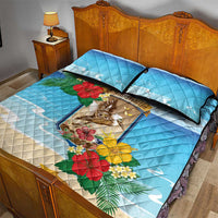 Collectivity of Saint Martin Quilt Bed Set Hibiscus Flowers Tropical Beach - Wonder Print Shop