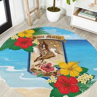 Collectivity of Saint Martin Round Carpet Hibiscus Flowers Tropical Beach - Wonder Print Shop