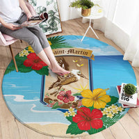 Collectivity of Saint Martin Round Carpet Hibiscus Flowers Tropical Beach - Wonder Print Shop