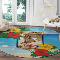 Collectivity of Saint Martin Round Carpet Hibiscus Flowers Tropical Beach - Wonder Print Shop