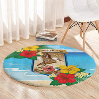 Collectivity of Saint Martin Round Carpet Hibiscus Flowers Tropical Beach - Wonder Print Shop