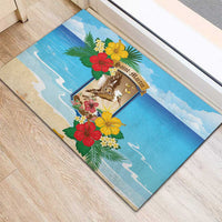 Collectivity of Saint Martin Rubber Doormat Hibiscus Flowers Tropical Beach - Wonder Print Shop