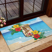 Collectivity of Saint Martin Rubber Doormat Hibiscus Flowers Tropical Beach - Wonder Print Shop