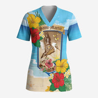 Personalized Collectivity of Saint Martin Scrub Top Hibiscus Flowers Tropical Beach - Wonder Print Shop