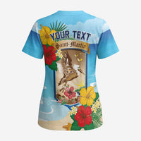 Personalized Collectivity of Saint Martin Scrub Top Hibiscus Flowers Tropical Beach - Wonder Print Shop