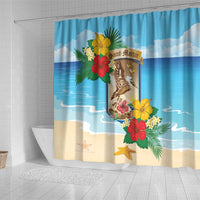 Collectivity of Saint Martin Shower Curtain Hibiscus Flowers Tropical Beach - Wonder Print Shop