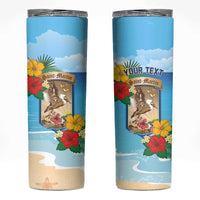 Personalized Collectivity of Saint Martin Skinny Tumbler Hibiscus Flowers Tropical Beach - Wonder Print Shop