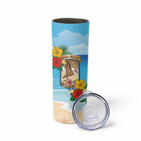Personalized Collectivity of Saint Martin Skinny Tumbler Hibiscus Flowers Tropical Beach - Wonder Print Shop