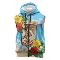 Personalized Collectivity of Saint Martin Sleeveless Zip Hoodie Hibiscus Flowers Tropical Beach - Wonder Print Shop