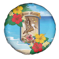 Collectivity of Saint Martin Spare Tire Cover Hibiscus Flowers Tropical Beach - Wonder Print Shop