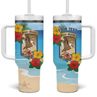 Personalized Collectivity of Saint Martin Tumbler With Handle Hibiscus Flowers Tropical Beach - Wonder Print Shop