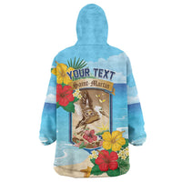 Personalized Collectivity of Saint Martin Wearable Blanket Hoodie Hibiscus Flowers Tropical Beach - Wonder Print Shop