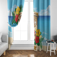Collectivity of Saint Martin Window Curtain Hibiscus Flowers Tropical Beach - Wonder Print Shop