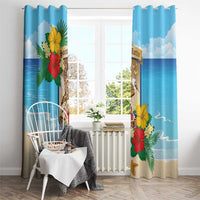Collectivity of Saint Martin Window Curtain Hibiscus Flowers Tropical Beach - Wonder Print Shop