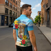 Personalized Collectivity of Saint Martin Zipper Polo Shirt Hibiscus Flowers Tropical Beach - Wonder Print Shop