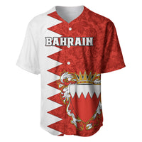 Bahrain Independence Day Baseball Jersey Bahrayn Coat Of Arms Floral Pattern - Wonder Print Shop