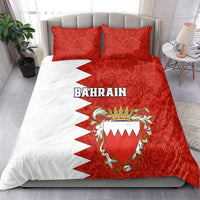 Bahrain Independence Day Bedding Set Bahrayn Coat Of Arms Floral Pattern - Wonder Print Shop