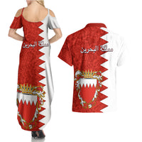 Bahrain Independence Day Couples Matching Summer Maxi Dress and Hawaiian Shirt Bahrayn Coat Of Arms Floral Pattern - Wonder Print Shop