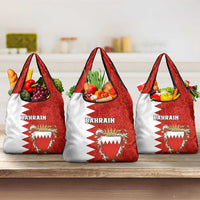 Bahrain Independence Day Grocery Bag Bahrayn Coat Of Arms Floral Pattern