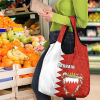 Bahrain Independence Day Grocery Bag Bahrayn Coat Of Arms Floral Pattern