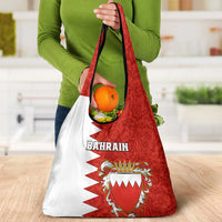 Bahrain Independence Day Grocery Bag Bahrayn Coat Of Arms Floral Pattern