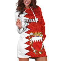 Bahrain Independence Day Hoodie Dress Bahrayn Coat Of Arms Floral Pattern - Wonder Print Shop