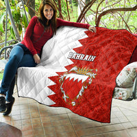 Bahrain Independence Day Quilt Bahrayn Coat Of Arms Floral Pattern - Wonder Print Shop