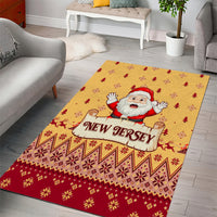 New Jersey Christmas Area Rug Cheerful Santa Claus Xmas Pattern - Wonder Print Shop