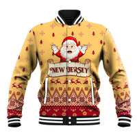New Jersey Christmas Baseball Jacket Cheerful Santa Claus Xmas Pattern - Wonder Print Shop