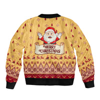 New Jersey Christmas Bomber Jacket Cheerful Santa Claus Xmas Pattern - Wonder Print Shop